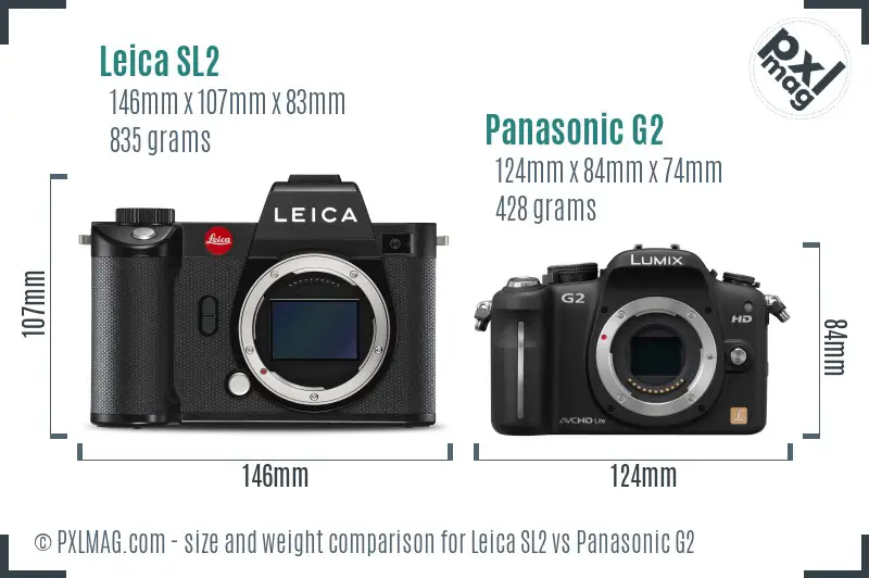 Leica SL2 vs Panasonic G2 size comparison