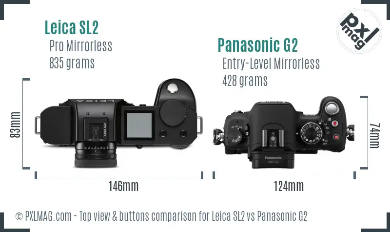 Leica SL2 vs Panasonic G2 top view buttons comparison