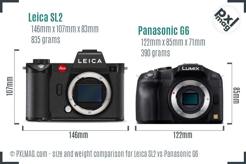 Leica SL2 vs Panasonic G6 size comparison Leica SL2 vs Panasonic G6 size comparison