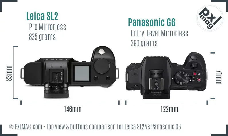 Leica SL2 vs Panasonic G6 top view buttons comparison