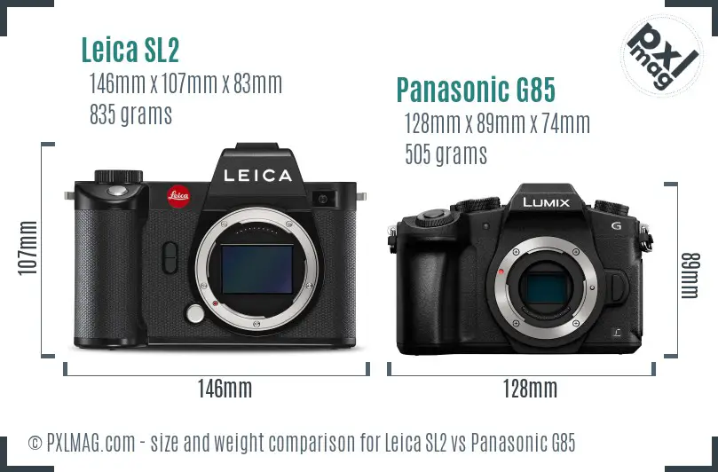 Leica SL2 vs Panasonic G85 size comparison