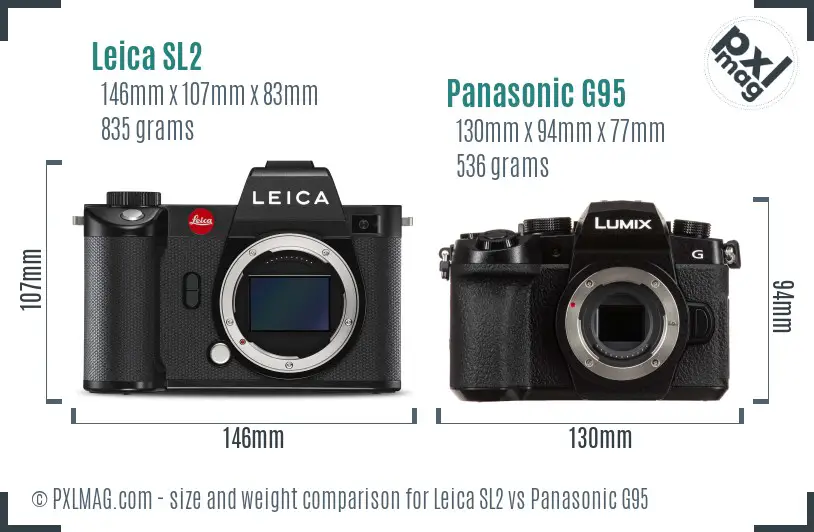 Leica SL2 vs Panasonic G95 size comparison