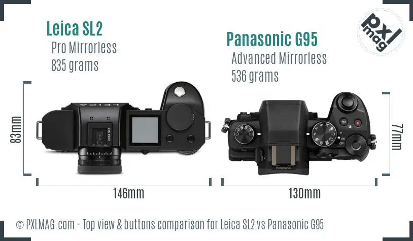 Leica SL2 vs Panasonic G95 top view buttons comparison