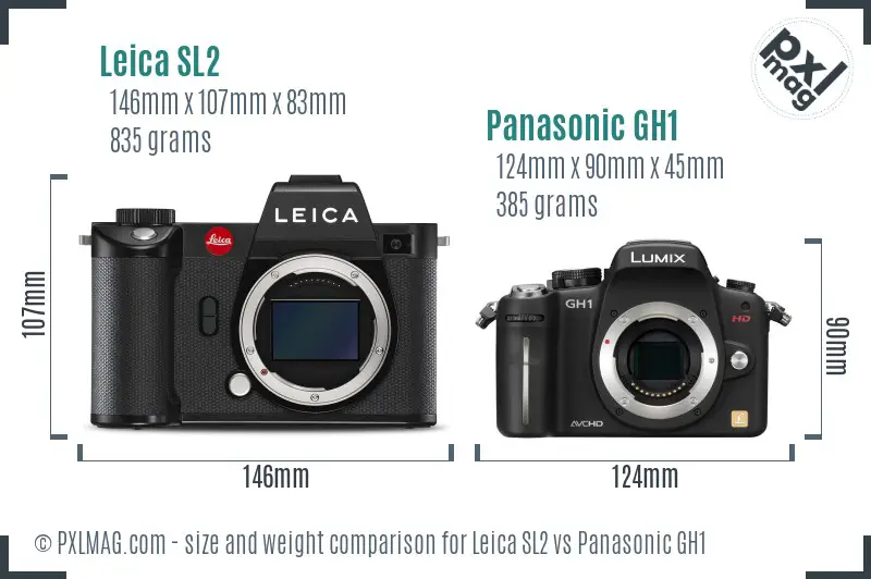 Leica SL2 vs Panasonic GH1 size comparison