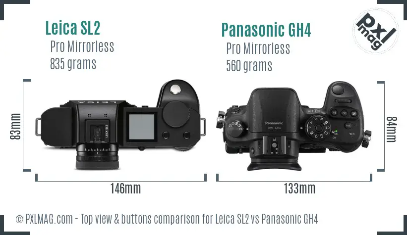 Leica SL2 vs Panasonic GH4 top view buttons comparison