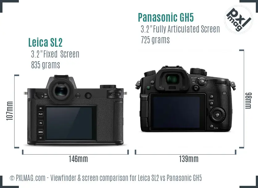 Leica SL2 vs Panasonic GH5 Screen and Viewfinder comparison Leica SL2 vs Panasonic GH5 Screen and Viewfinder comparison