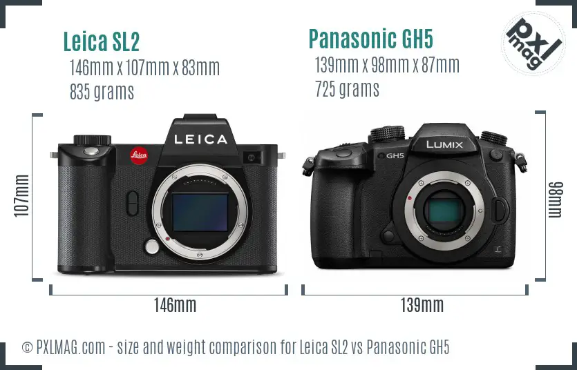 Leica SL2 vs Panasonic GH5 size comparison Leica SL2 vs Panasonic GH5 size comparison