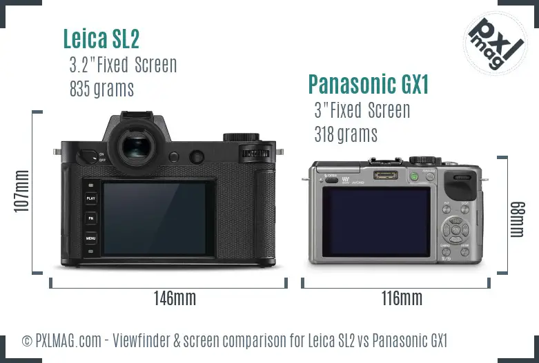 Leica SL2 vs Panasonic GX1 Screen and Viewfinder comparison