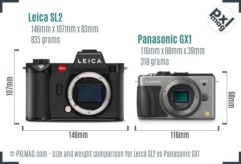 Leica SL2 vs Panasonic GX1 size comparison