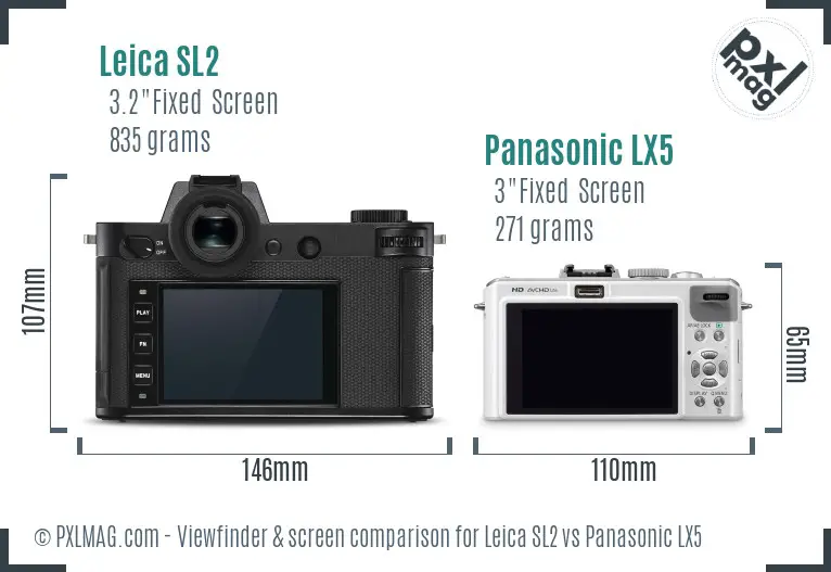 Leica SL2 vs Panasonic LX5 Screen and Viewfinder comparison