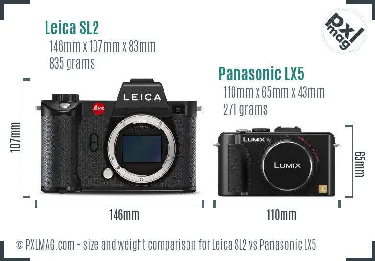 Leica SL2 vs Panasonic LX5 size comparison