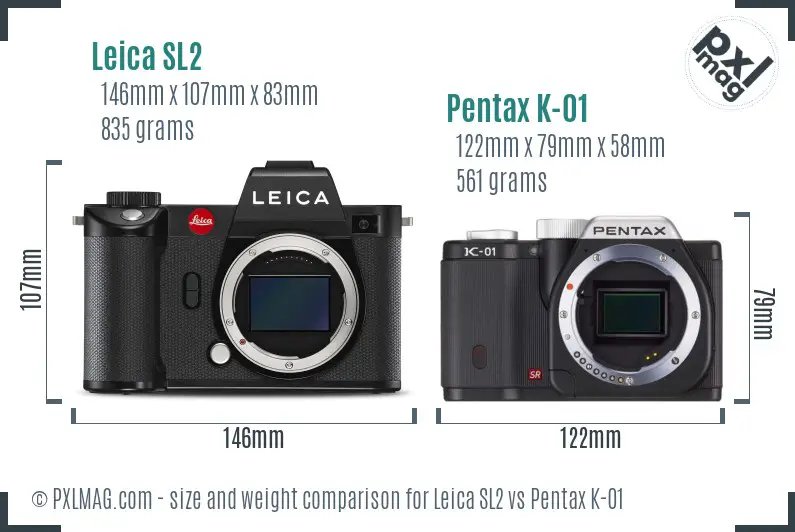 Leica SL2 vs Pentax K-01 size comparison
