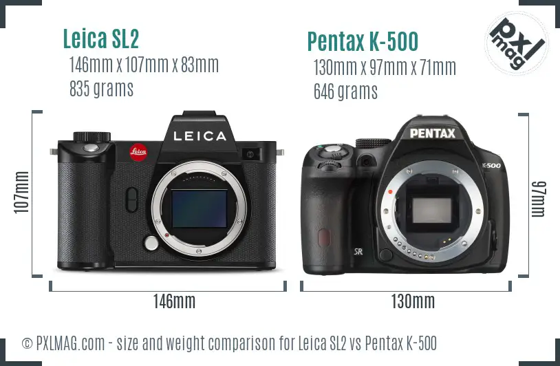 Leica SL2 vs Pentax K-500 size comparison