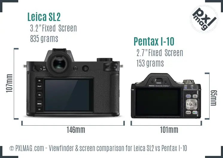 Leica SL2 vs Pentax I-10 Screen and Viewfinder comparison