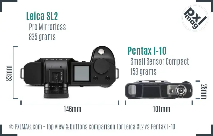 Leica SL2 vs Pentax I-10 top view buttons comparison