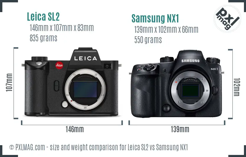 Leica SL2 vs Samsung NX1 size comparison