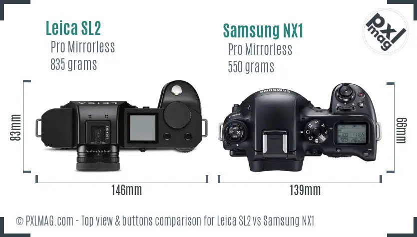 Leica SL2 vs Samsung NX1 top view buttons comparison