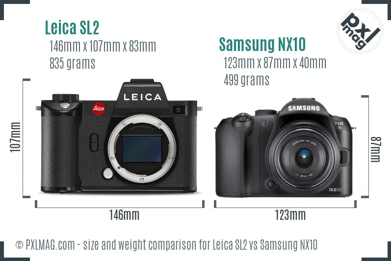 Leica SL2 vs Samsung NX10 size comparison