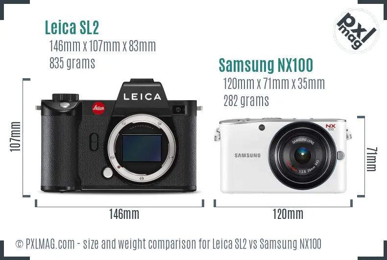 Leica SL2 vs Samsung NX100 size comparison
