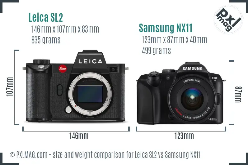 Leica SL2 vs Samsung NX11 size comparison