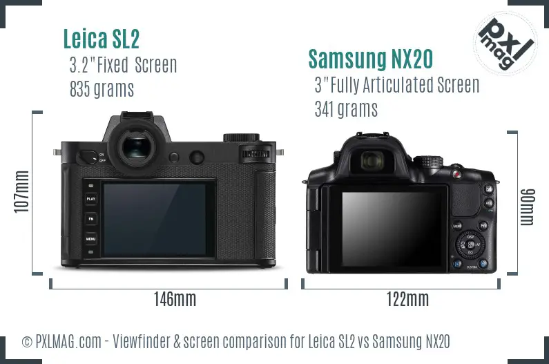 Leica SL2 vs Samsung NX20 Screen and Viewfinder comparison Leica SL2 vs Samsung NX20 Screen and Viewfinder comparison