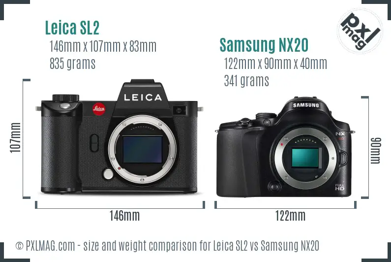 Leica SL2 vs Samsung NX20 size comparison Leica SL2 vs Samsung NX20 size comparison