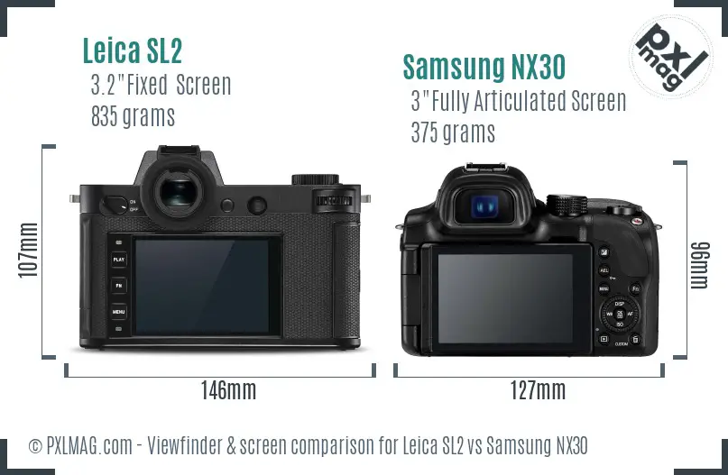 Leica SL2 vs Samsung NX30 Screen and Viewfinder comparison