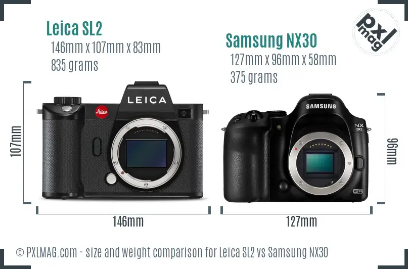 Leica SL2 vs Samsung NX30 size comparison