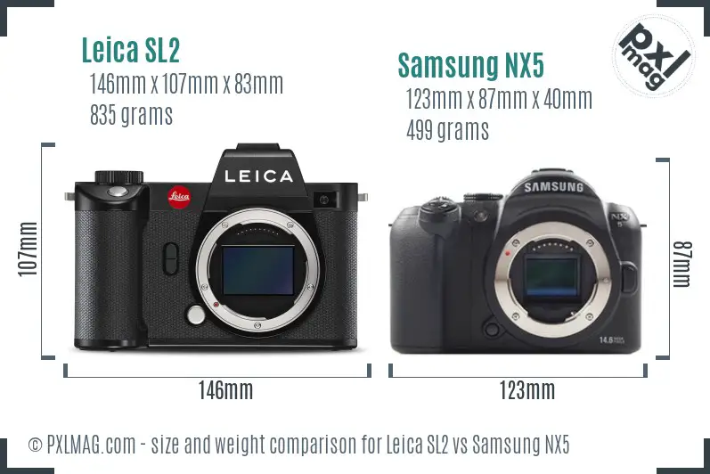 Leica SL2 vs Samsung NX5 size comparison