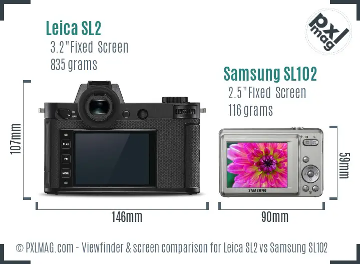 Leica SL2 vs Samsung SL102 Screen and Viewfinder comparison
