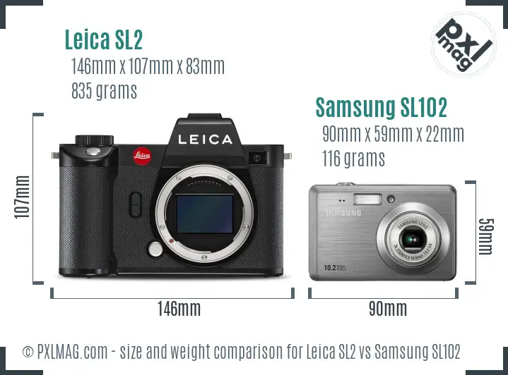 Leica SL2 vs Samsung SL102 size comparison