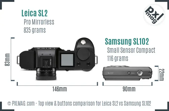 Leica SL2 vs Samsung SL102 top view buttons comparison
