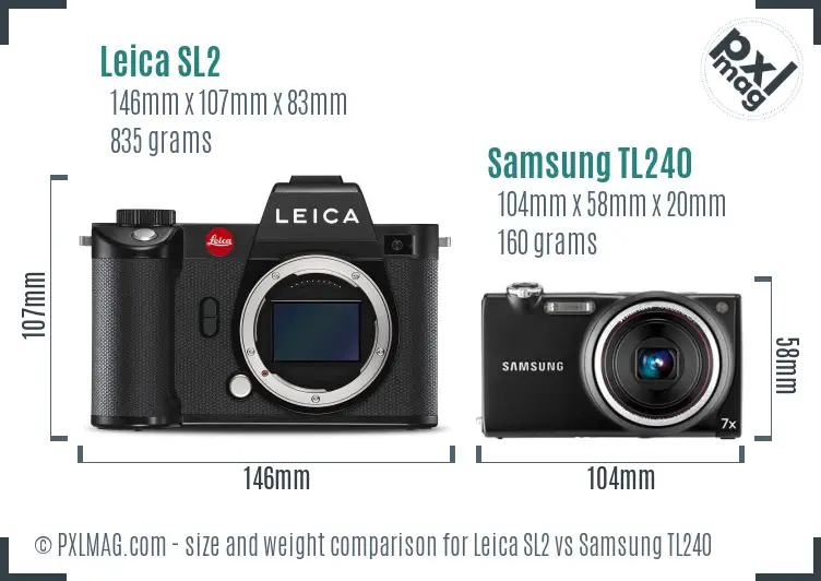 Leica SL2 vs Samsung TL240 size comparison