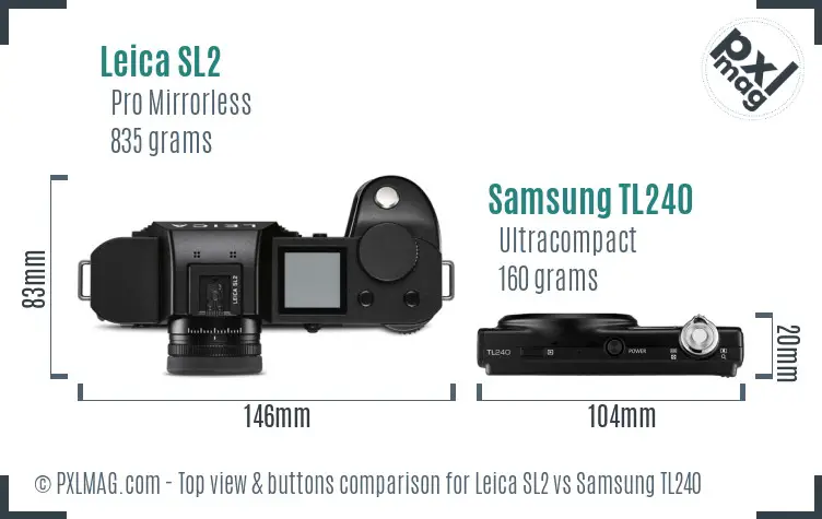 Leica SL2 vs Samsung TL240 top view buttons comparison