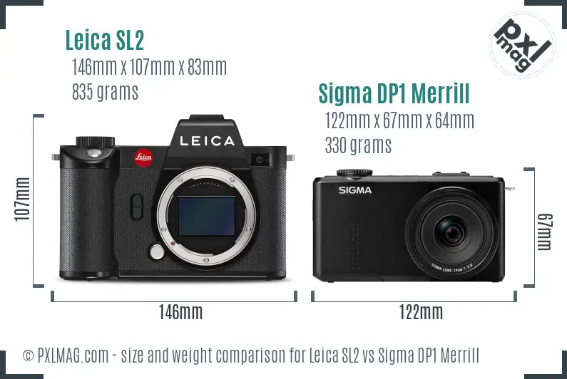Leica SL2 vs Sigma DP1 Merrill size comparison