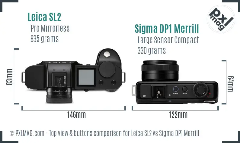 Leica SL2 vs Sigma DP1 Merrill top view buttons comparison