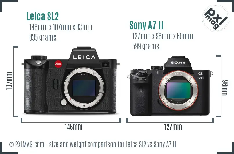 Leica SL2 vs Sony A7 II size comparison