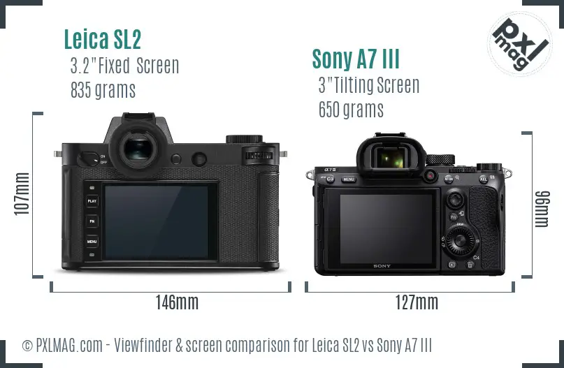 Leica SL2 vs Sony A7 III Screen and Viewfinder comparison