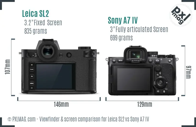 Leica SL2 vs Sony A7 IV Screen and Viewfinder comparison