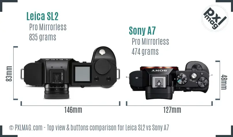 Leica SL2 vs Sony A7 top view buttons comparison