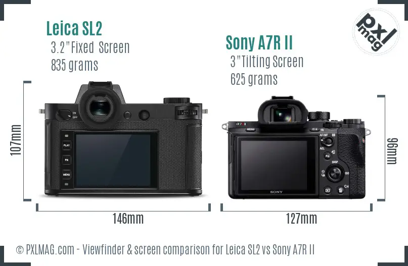 Leica SL2 vs Sony A7R II Screen and Viewfinder comparison