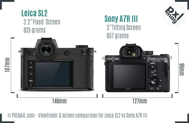 Leica SL2 vs Sony A7R III Screen and Viewfinder comparison