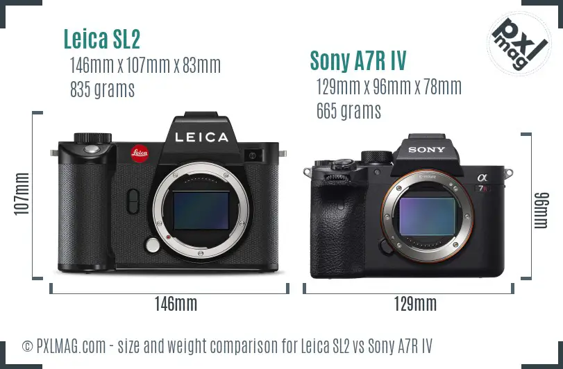 Leica SL2 vs Sony A7R IV size comparison