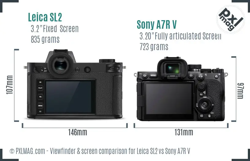 Leica SL2 vs Sony A7R V Screen and Viewfinder comparison