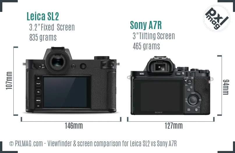 Leica SL2 vs Sony A7R Screen and Viewfinder comparison