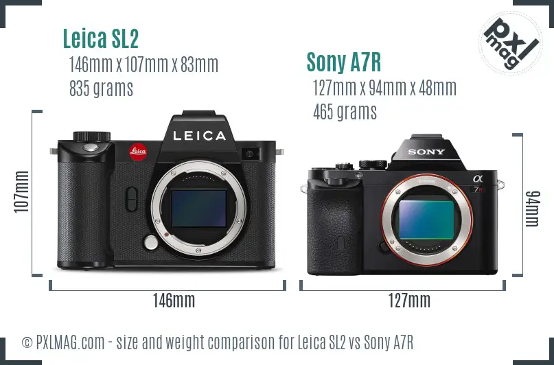 Leica SL2 vs Sony A7R size comparison