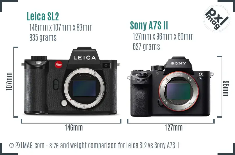 Leica SL2 vs Sony A7S II size comparison