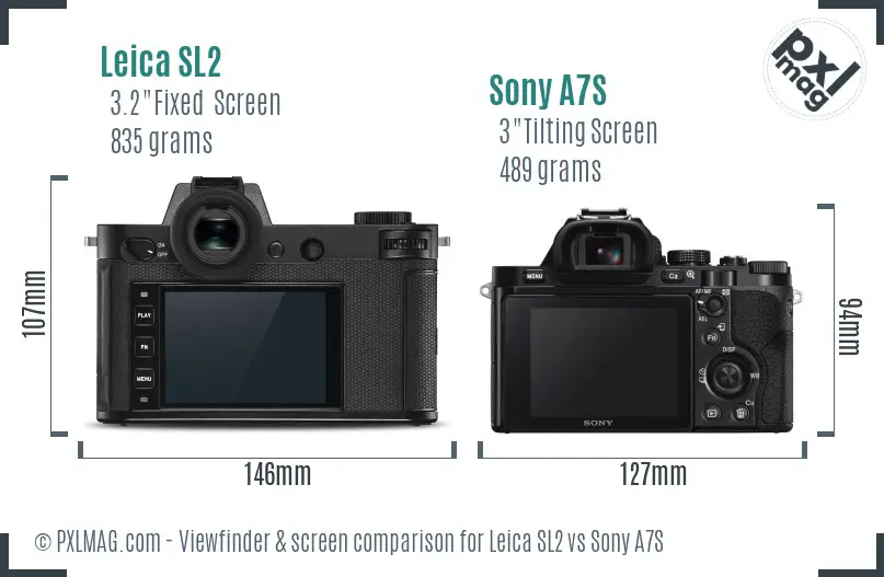 Leica SL2 vs Sony A7S Screen and Viewfinder comparison