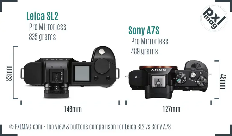 Leica SL2 vs Sony A7S top view buttons comparison