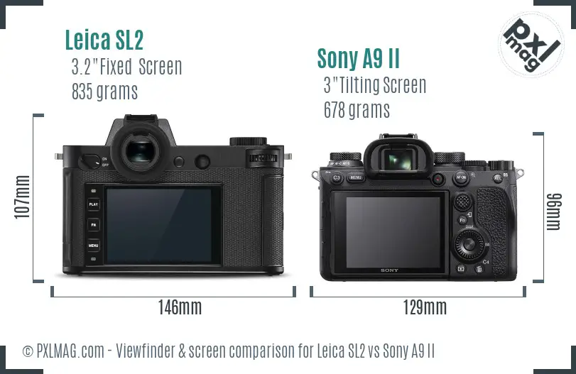 Leica SL2 vs Sony A9 II Screen and Viewfinder comparison